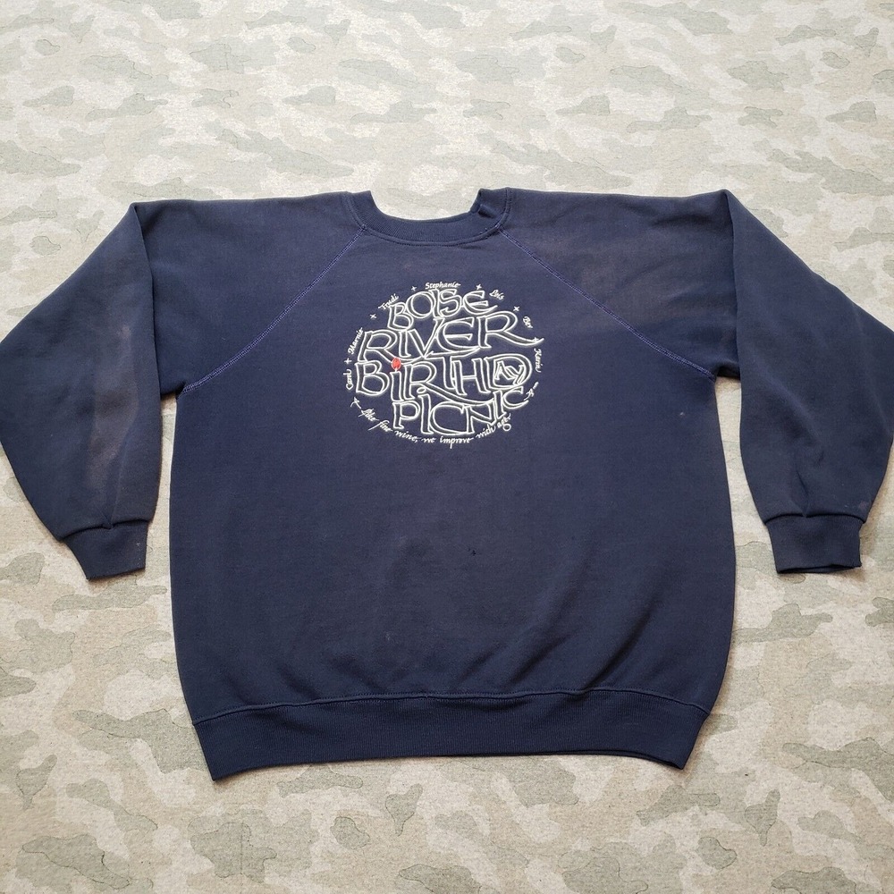 Vintage Boise River Sweatshirt Womens XL Blue‎ Made In USA Pullover Long Sleeve